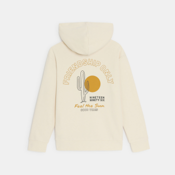 سويت شيرت بغطاء للرأس بنقشة من الأمام والظهر، صوف للأولاد